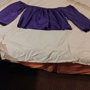 Purple Off The Shoulder Long Sleeve Top